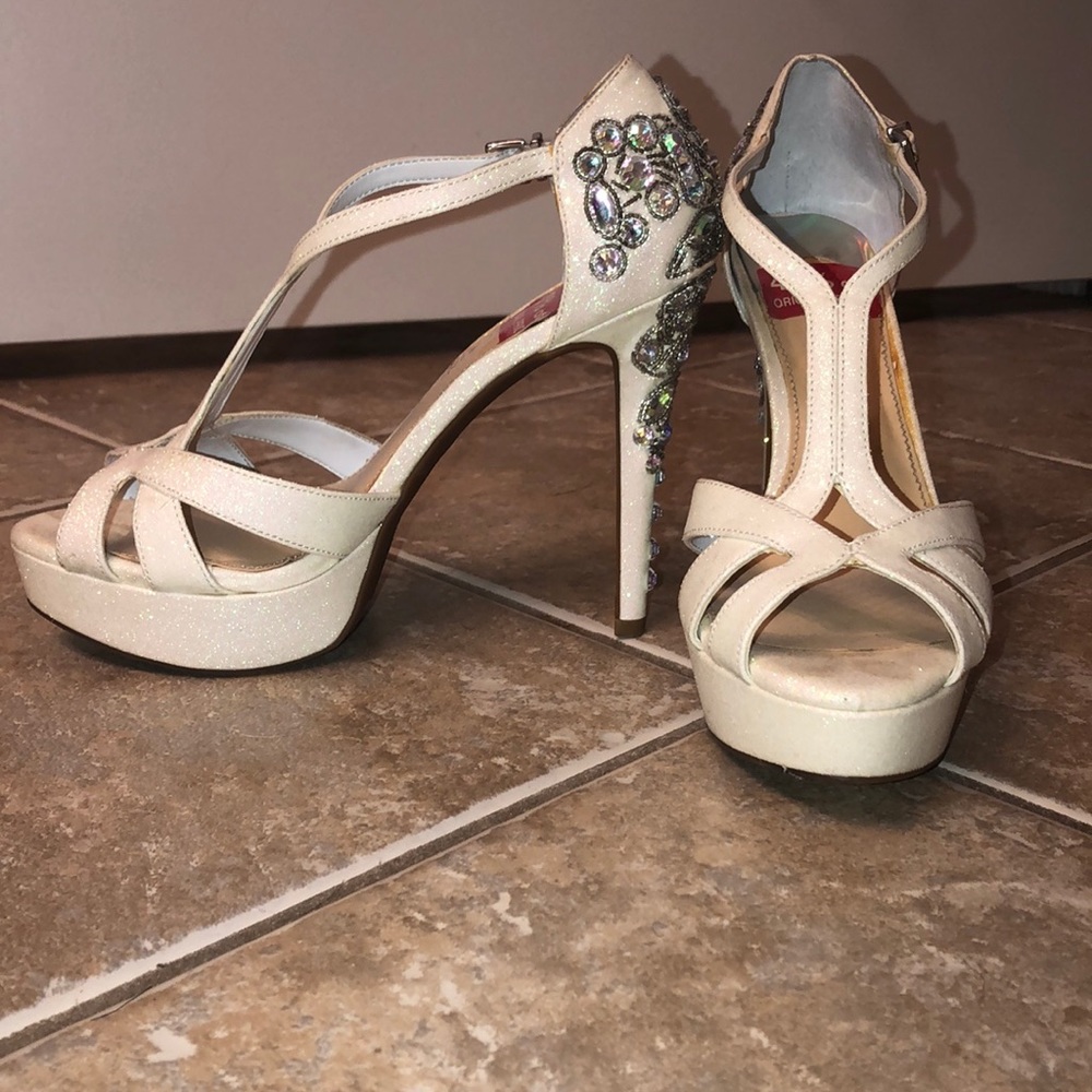 Cream Rhinestone High Heels